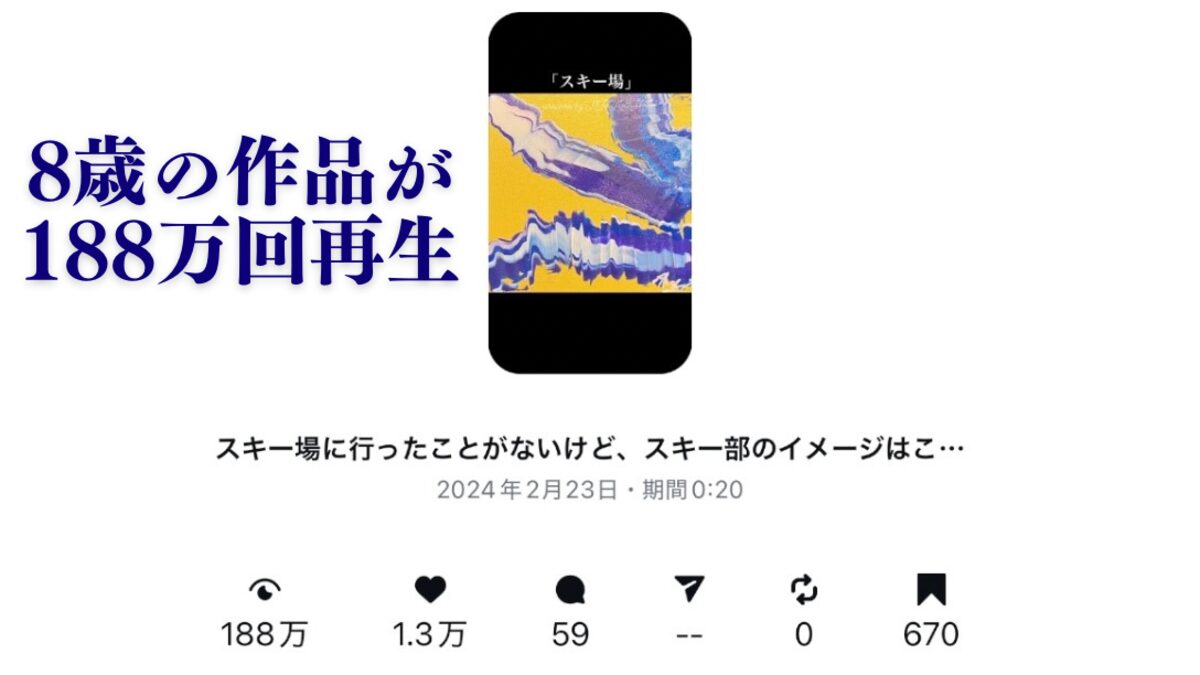 「8歳の子どもの作品が188万回再生されたInstagramリールのインサイト画面」